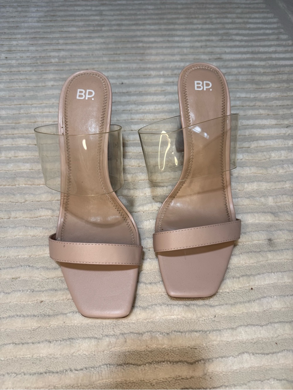 bp Pink Nude Clear-Strap Slide Mules - Picture 1 of 2